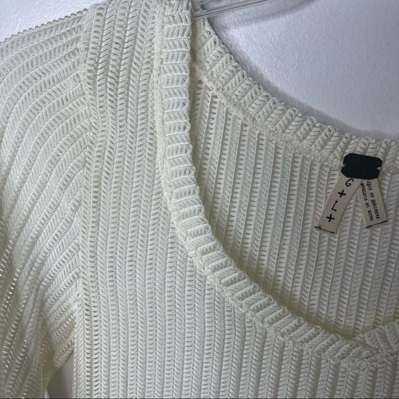 FREE PEOPLE Ribbed Long Sleeve Bone Color Blouse Top - Picture 4 of 13